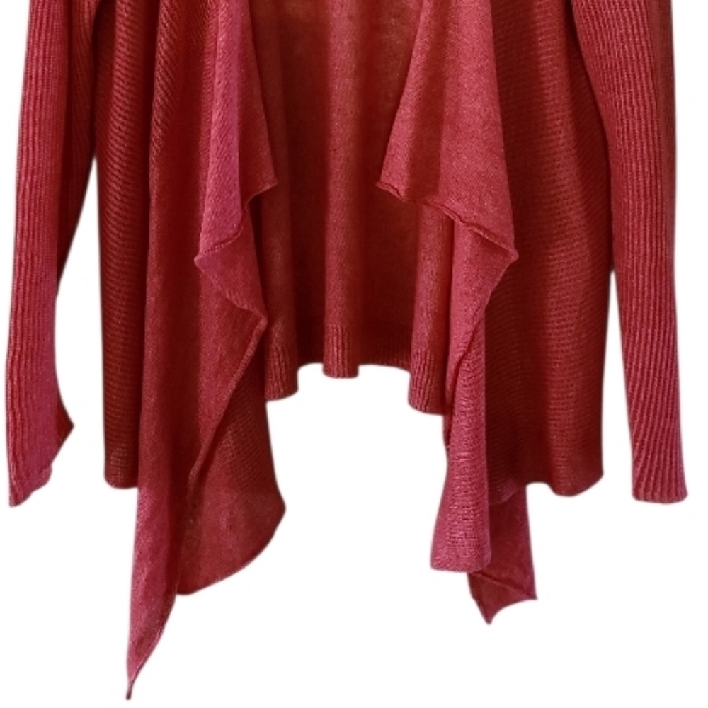 Eileen Fisher Women's 100% Linen Open Front Cardigan Salmon Pink Orange Size 1X - Picture 7 of 16